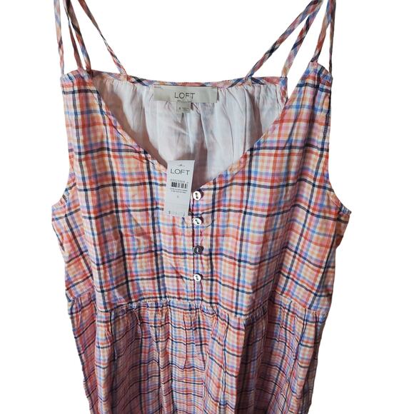 Loft Cotton/Spandex Plaid Dress, NWT, Size 6 - Picture 2 of 6